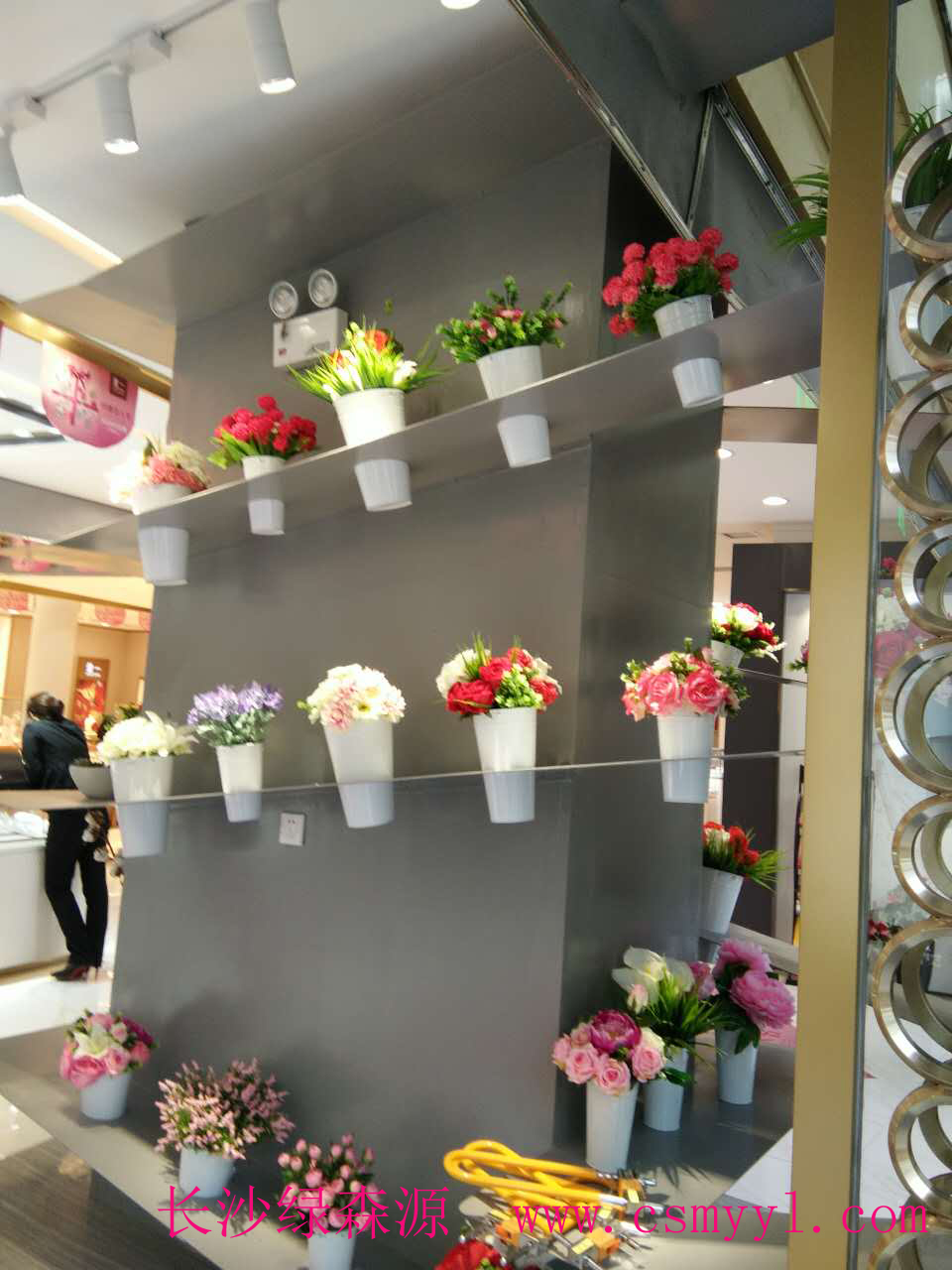 湖南植物墙——-步行街某珠宝店插花系列
